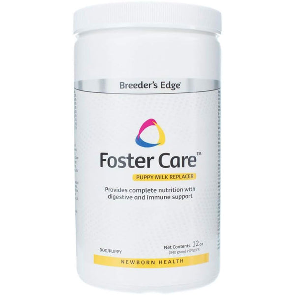 White box with label Breeder's Edge Foster Care Canine Powdered Milk Replacer, 12 oz