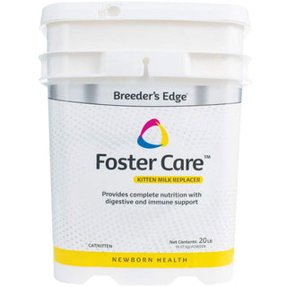 White Bucket with label Breeder's Edge Foster Care Feline Powdered Milk Replacer, 20 lbs