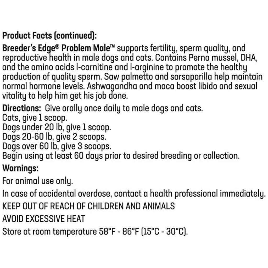 Breeder's Edge Problem Male fertility supplement 8oz directions