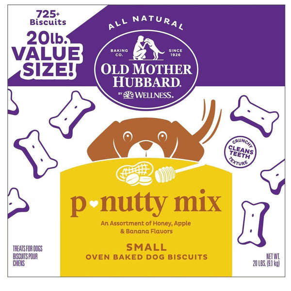 Old Mother Hubbard P-Nutty Assorted Mix Small Oven Baked Biscuits Dog Treats, 20 lbs