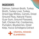 List of ingredients for a pet food product on a white background