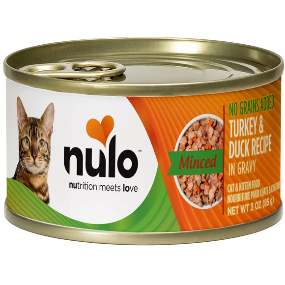 Nulo canned cat food can with a cat on the label