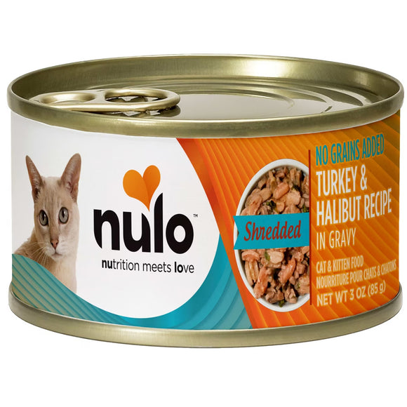 Can of Nulo cat food with a cat on the label