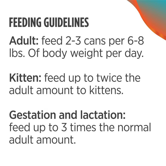 Feeding guidelines for adult and kitten pets on a white background