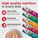 Nulo cat food pouches with a bowl of cat food and text highlighting high-quality nutrition.