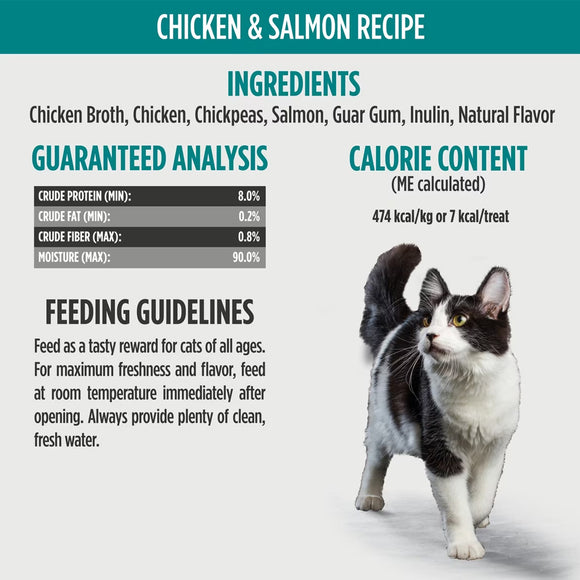 Cat food product label with ingredients, guaranteed analysis, calorie content, and feeding guidelines.