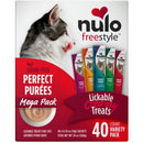 Nulo Freestyle cat food packaging with a cat and various product types on a white background