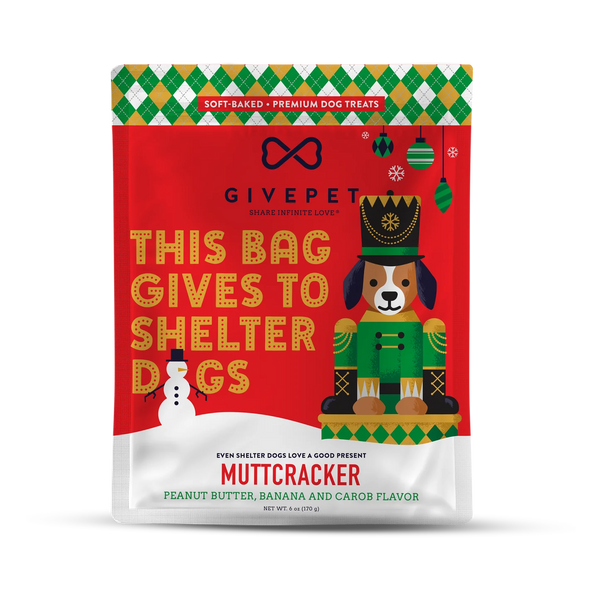 GivePet Muttcracker Peanut Butter & Banana & Carob Flavor Dog Treats, 6-oz