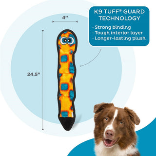 Outward Hound Invincible Snake 3 Squeaker Stuffing Orange / Blue Plush Dog Toy (Large)