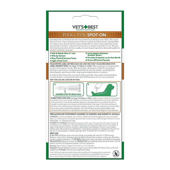 Vet's Best Flea & Tick Drops for Small Dogs (4 count)