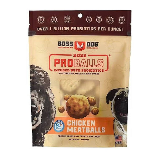 Boss Dog Proballs Freeze Dried Raw Chicken Meatballs with Probiotics for Dogs (3 oz)