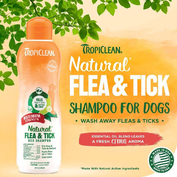 Tropiclean Natural Flea & Tick Shampoo Maximum Strength For Dogs