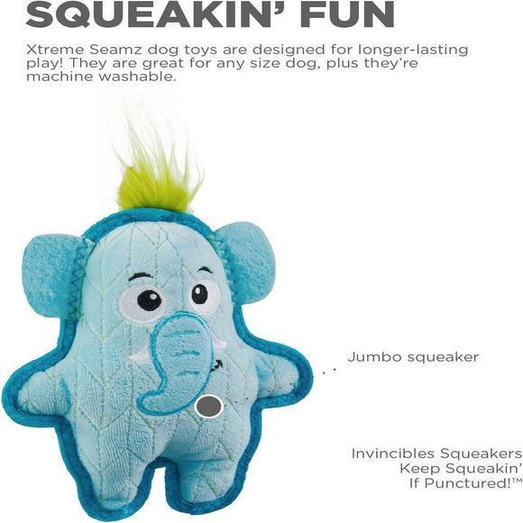 Outward Hound Xtreme Seamz Elephant Squeaky Durable Toy For Dog