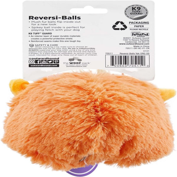 Outward Hound Reversi-Balls Yak Spike Ball Plush Toy For Dog