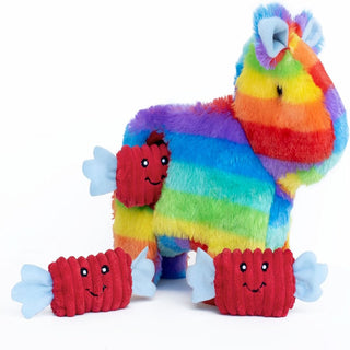Zippy Paws Burrow Piñata Rainbow Toy With Squeakers For Dog (Medium)