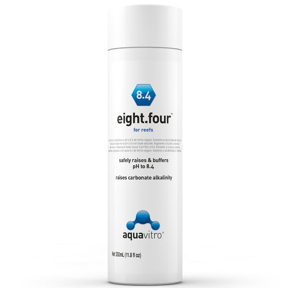 Eight four pH buffer for reefs by aquavitro on a white background