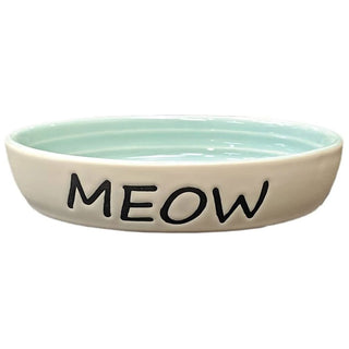 Spot Meow Oval Cat Bowl Green 6"