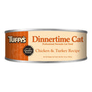 Tuffy's Dinnertime Cat food can with chicken and turkey recipe on a white background
