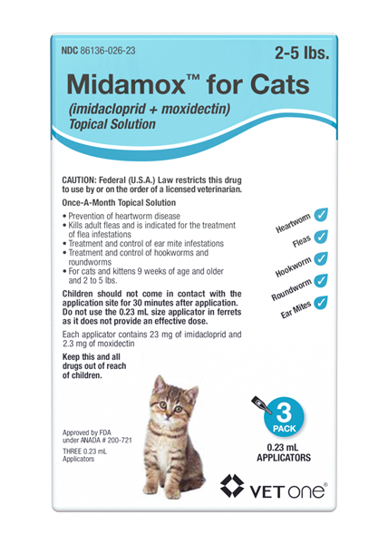 Midamox Topical Solution for Cats, 2-5 lbs, Teal Box