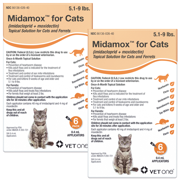 Midamox Topical Solution for Cats, 5.1-9 lbs, Orange Box