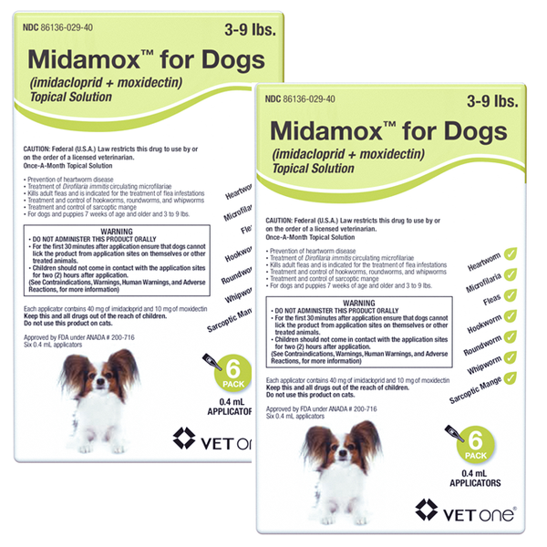 Midamox Topical Solution for Dogs, 3-9 lbs, Green Box