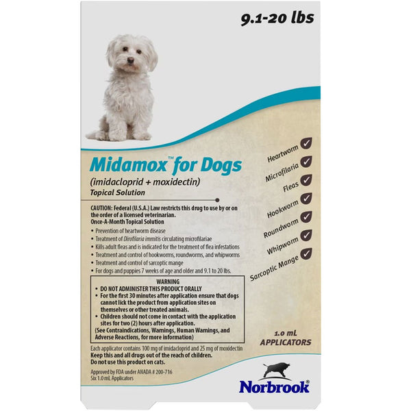 Midamox  for Dogs, 9.1-20 lbs 1 month