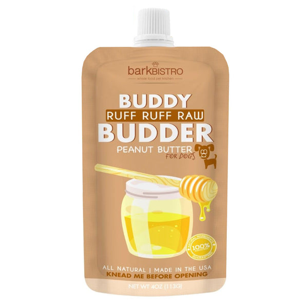 Bark Bistro Buddy Ruff Ruff Raw Budder Peanut Butter Squeeze Packs for Dogs, 4-oz