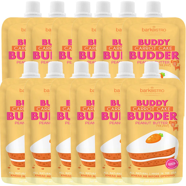 Bark Bistro Buddy Carrot Cake Budder Peanut Butter Squeeze Packs for Dogs 12pk