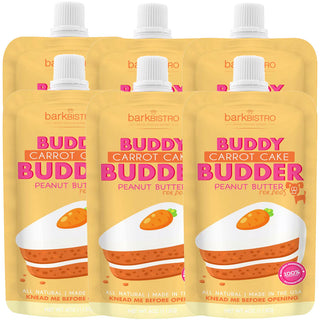 Bark Bistro Buddy Carrot Cake Budder Peanut Butter Squeeze Packs for Dogs 6pk