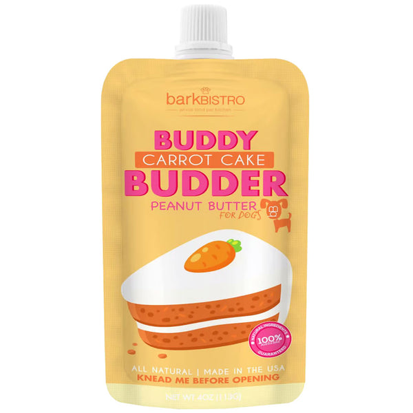 Bark Bistro Buddy Carrot Cake Budder Peanut Butter Squeeze Packs for Dogs, 4-oz