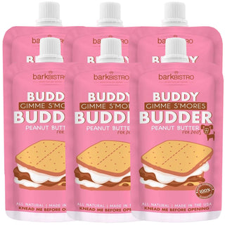 Bark Bistro Buddy Gimme S'Mores Budder Peanut Butter Squeeze Packs for Dogs 6pk