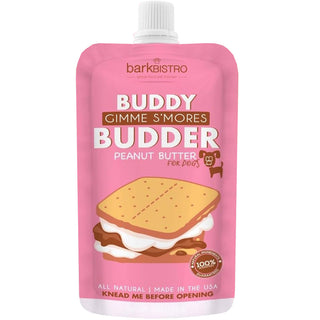 Bark Bistro Buddy Gimme S'Mores Budder Peanut Butter Squeeze Packs for Dogs, 4-oz