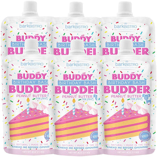 Bark Bistro Buddy Birthday Bash Budder Peanut Butter Squeeze Packs for Dogs 6pk