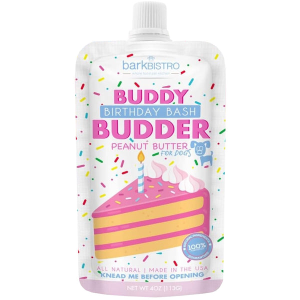 Bark Bistro Buddy Birthday Bash Budder Peanut Butter Squeeze Packs for Dogs, 4-oz