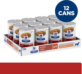 Hill's Prescription Diet g/d Aging Care Turkey Flavor Canned Dog Food (13 oz x 12 cans) - 0