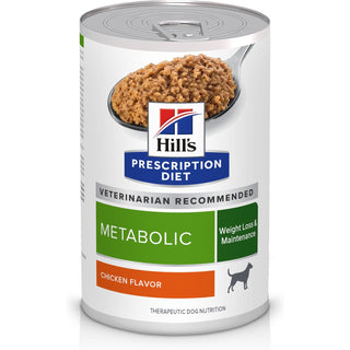 Hill's Prescription Diet Metabolic Weight Management Chicken Flavor Canned Dog Food, 13 oz, 12-pack wet food