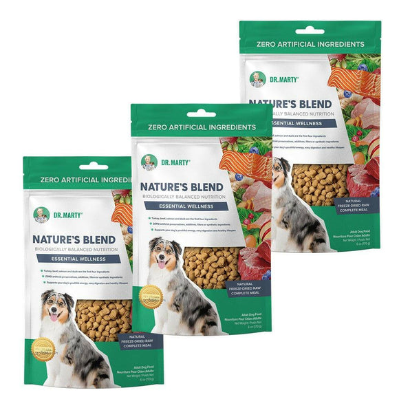 Dr. Marty Nature’s Blend Essential Wellness Freeze-Dried Raw Dog Food, 8ozx3