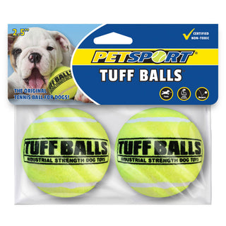 Petsport USA Tuff Balls Dog Toy Yellow, 2.5", 2-pack