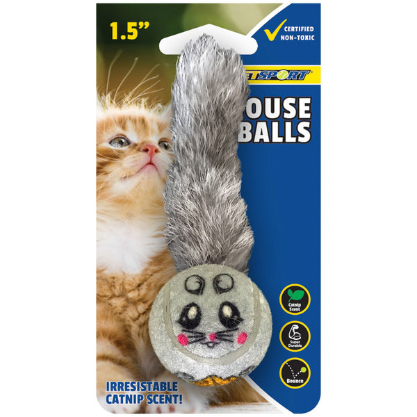 Petsport USA Mouse Ball Catnip Cat Toy Grey, 1.5"