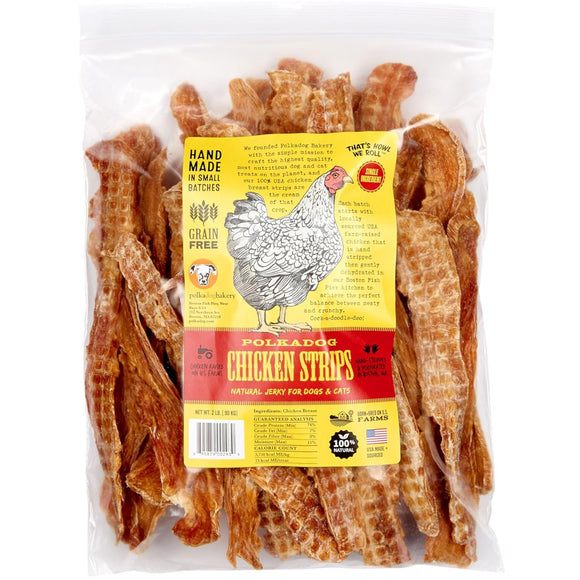 Polkadog Chicken Strips Natural Jerky For Dogs & Cats 5lbs