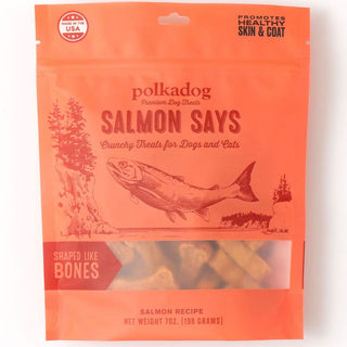 Polkadog Salmon Says Crunchy Treats Bone Shaped for Dogs & Cats, 8-oz