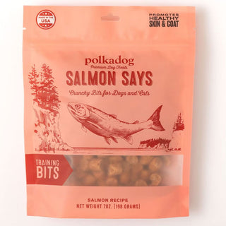 Polkadog Salmon Says Crunchy Training Bits Treats for Dogs & Cats, 8-oz