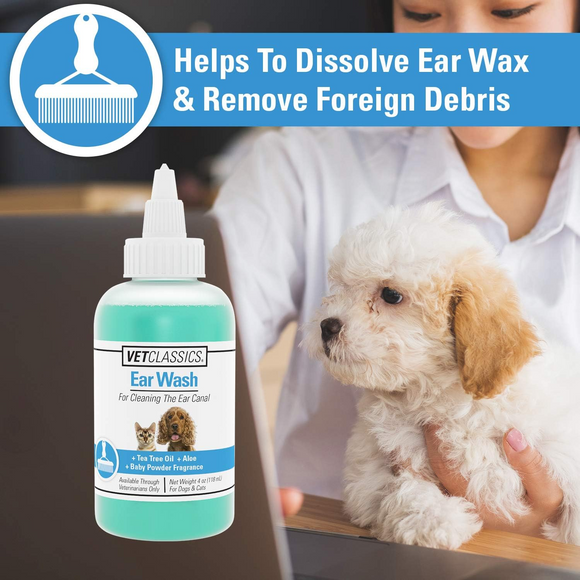 Vet Classics Ear Wash with Tea Tree Oil for Dogs & Cats (4 oz)