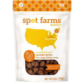 Spot Farms Basics Free Range Chicken Recipe Savory Bites Human-Grade Soft & Chewy Dog Treats, 6-oz