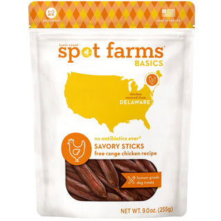 Spot Farms Basics Free Range Chicken Recipe Savory Sticks Human-Grade Soft & Chewy Dog Treats, 9-oz