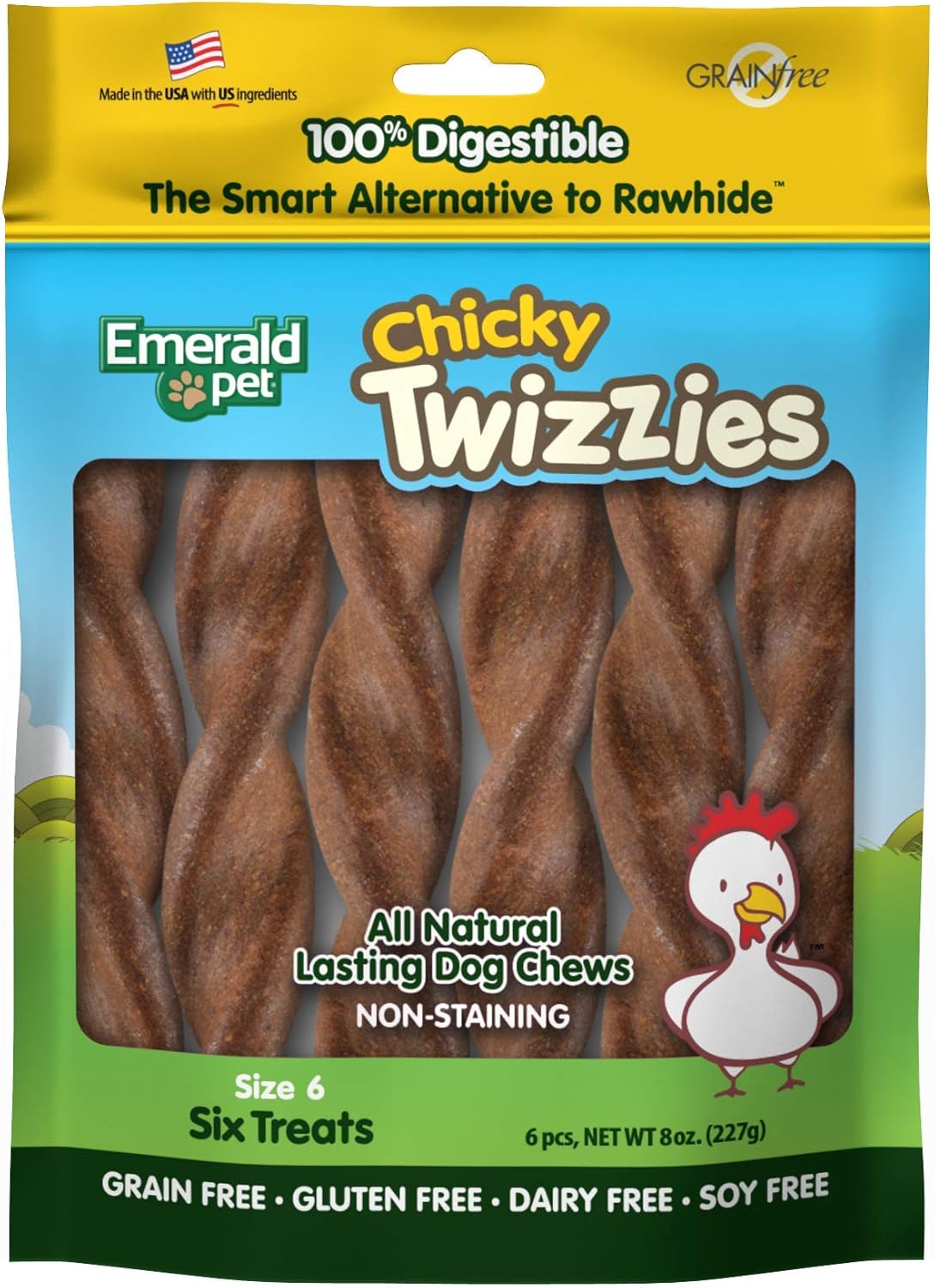 Emerald Pet Chicky Twizzies Grain-Free Dog Treats, 6 count