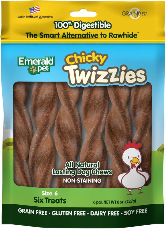 Emerald Pet Chicky Twizzies Grain-Free Dog Treats, 6 count