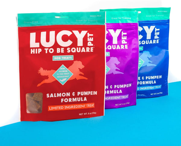 Lucy Pet Products Hip to Be Square Salmon & Pumpkin Formula Dog Treats