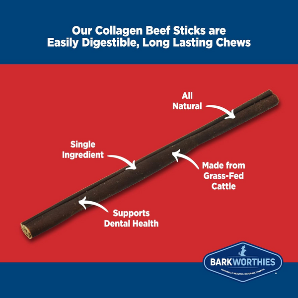 Barkworthies Collagen Beef Stick Chews for Dogs