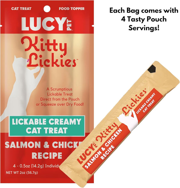 Lucy Pet Products Kitty Lickies Salmon & Chicken Recipe Licakble Creamy Cat Treat